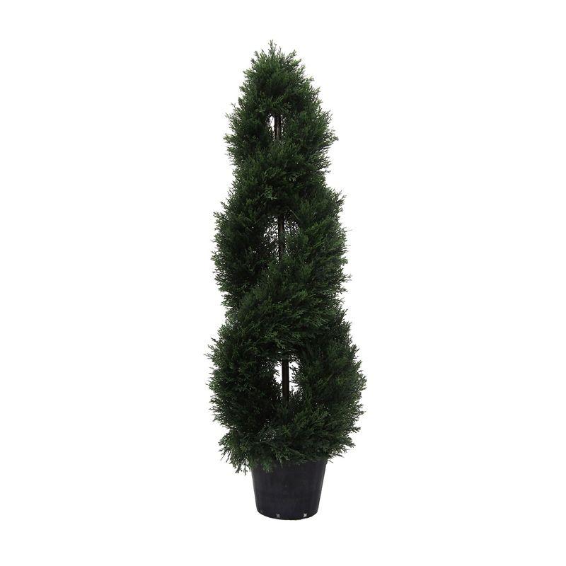 4' Green Plastic Boxwood Spiral Topiary with Lights