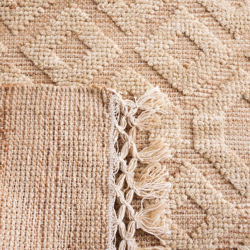 Natural Beige Flat Woven Wool and Cotton Square Rug