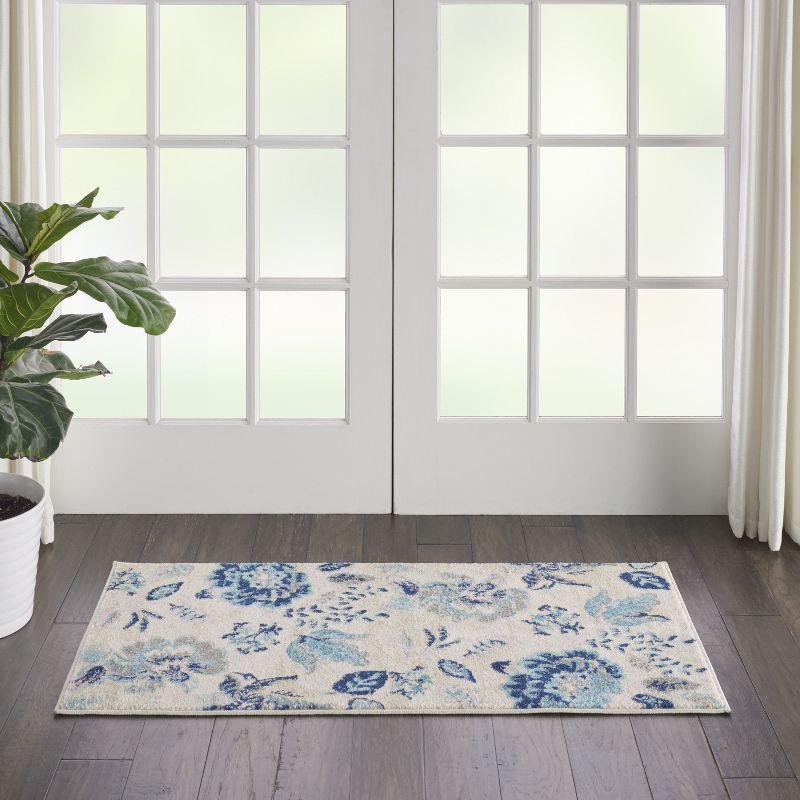 Nourison Tranquil 2' X 4' Ivory/Light Blue Area Rug French Country Eclectic Floral by Nourison