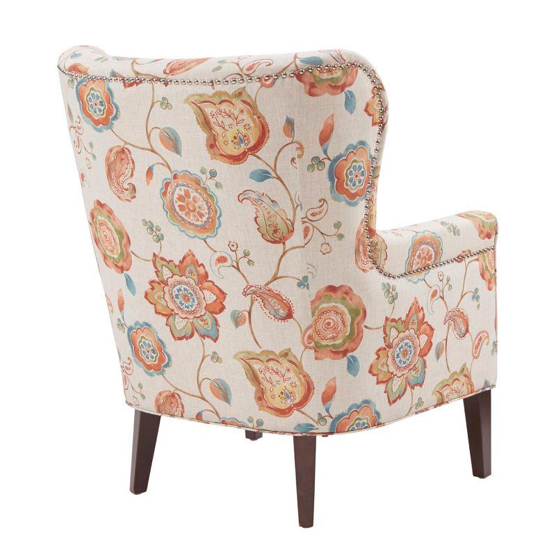 Donner Accent Chair Cream - Madison Park: Elegant Wingback, Silver Nailhead Trim, Morocco Finish Legs