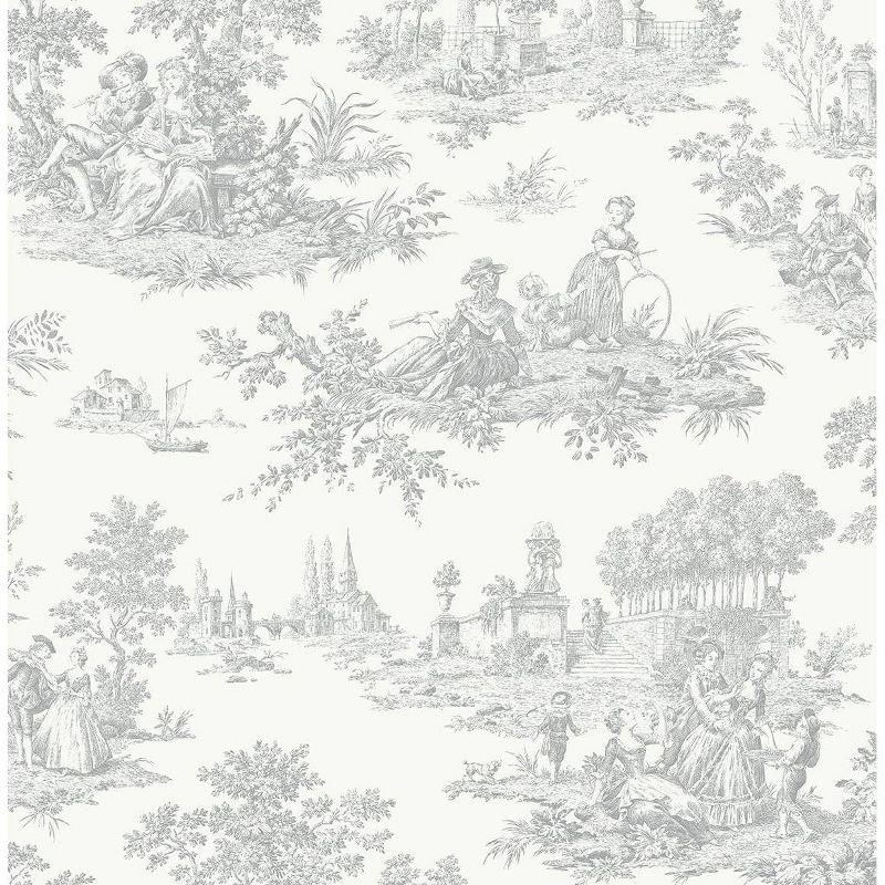 NextWall Argos Gray Chateau Toile Peel and Stick Wallpaper