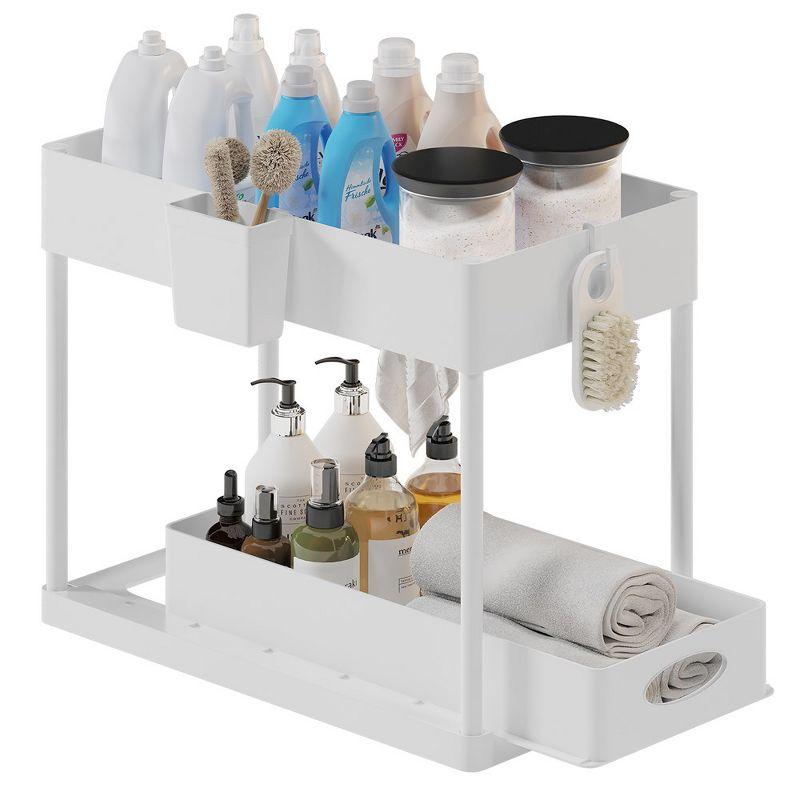 White Double Sliding 2-Tier Under Sink Organizer