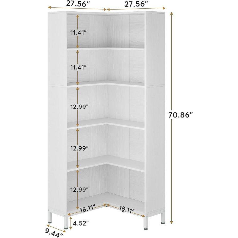 Tribesigns 71 inches Corner Bookcase, 6-Tiers L-Shaped Bookshelf, Wooden Freestanding Storage Display Rack, White