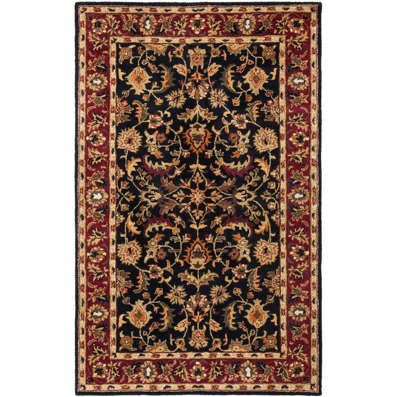 Hand-Tufted Black and Red Wool Area Rug, 5' x 8'