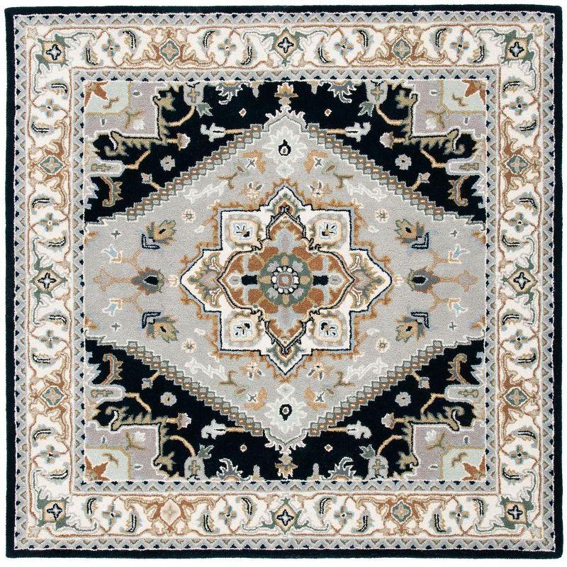 Heritage HG625 Handmade Area Rug - 8'x8' - Grey/Navy - Safavieh