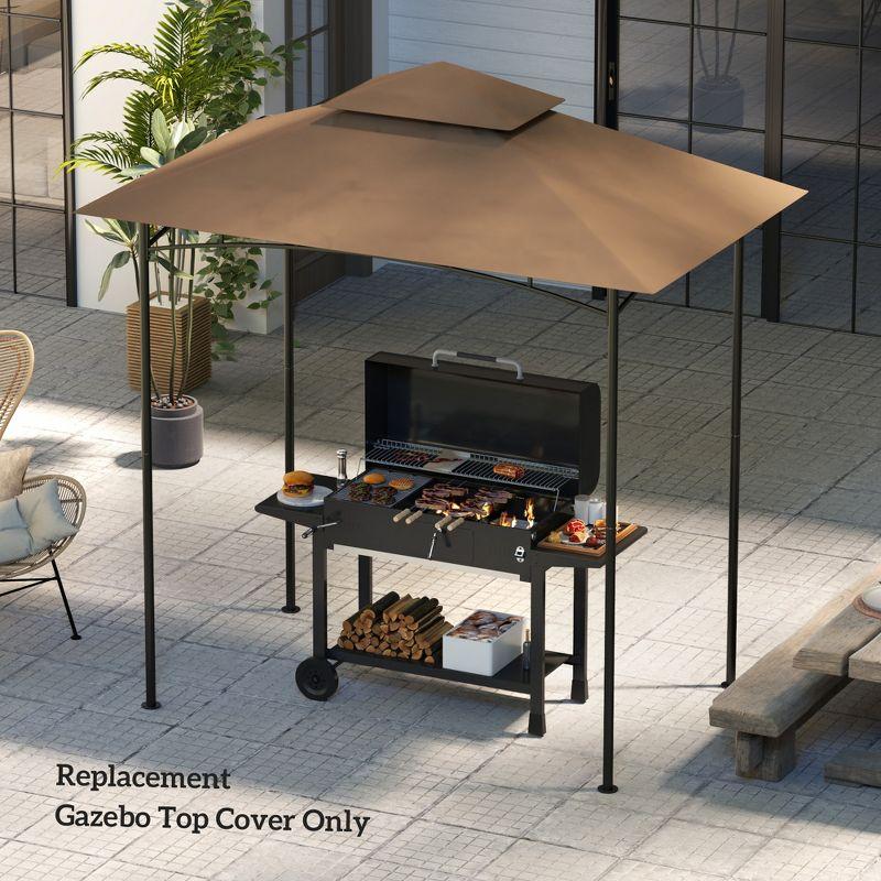 Outsunny Grill Gazebo Canopy Replacement Roof, UPF50+ Protected, 5' x 8' Outdoor BBQ Canopy Replacement Cover, Double Tiered Grill Canopy Replacement Cover, TOP COVER ONLY