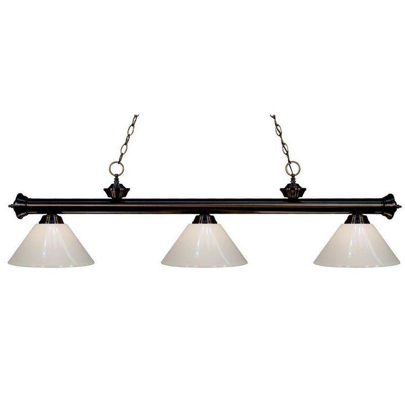 Riviera Bronze Elegance 57" Billiard Light with Fluted Golden Shades