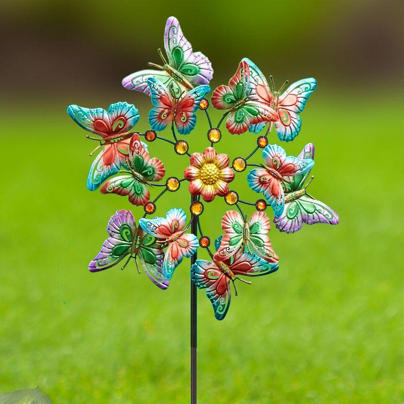 The Lakeside Collection Decorative Garden Butterfly Wind Spinner Stake - Dynamic Outdoor Accent