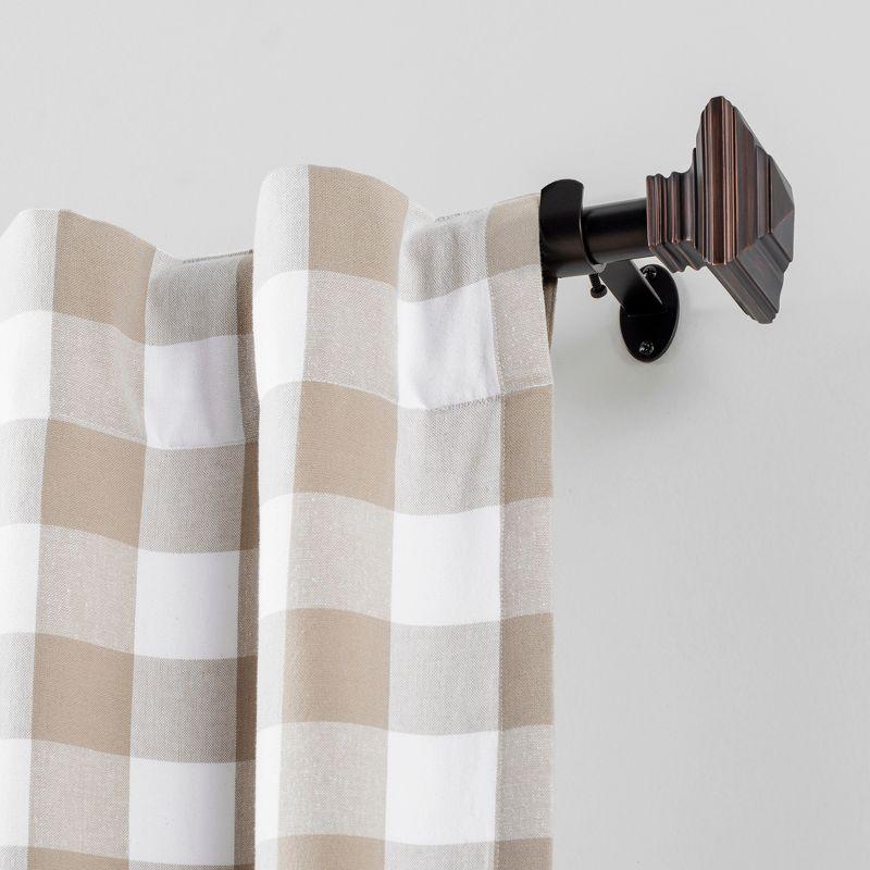 Florence 1" Window Drapery Single Curtain Rod with Square Finial - 48"-86" - Antique Bronze - Elrene Home Fashions