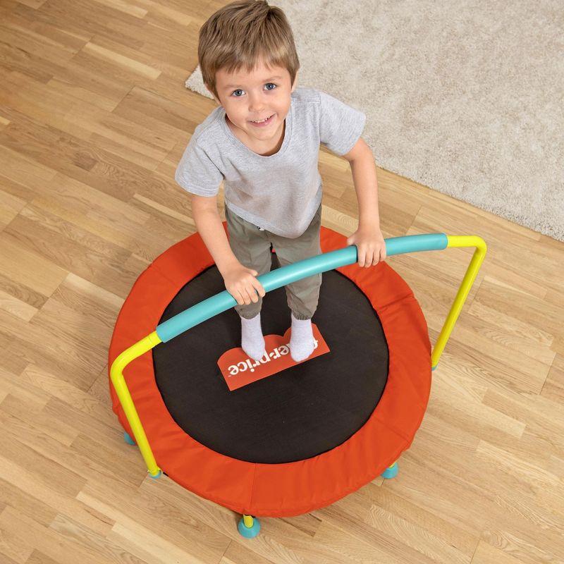 Fisher-Price WonderJump 36 Inch Round Indoor Mini Trampoline, Toddler and Kids Activity Toy with Stabilizing Handlebar, Multicolor