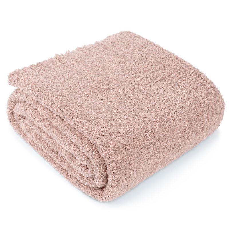 PAVILIA Plush Knit Throw Blanket for Couch Sofa Bed, Super Soft Fluffy Fuzzy Lightweight Warm Cozy All Season