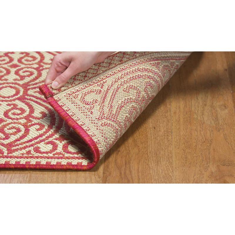 Cream and Brown Geometric Flat Woven 4' x 6' Area Rug