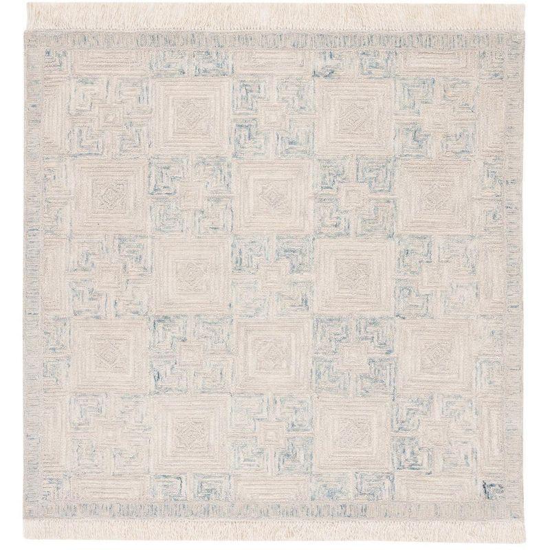 Ivory Hand-Tufted Wool Square Area Rug, 6' x 6'