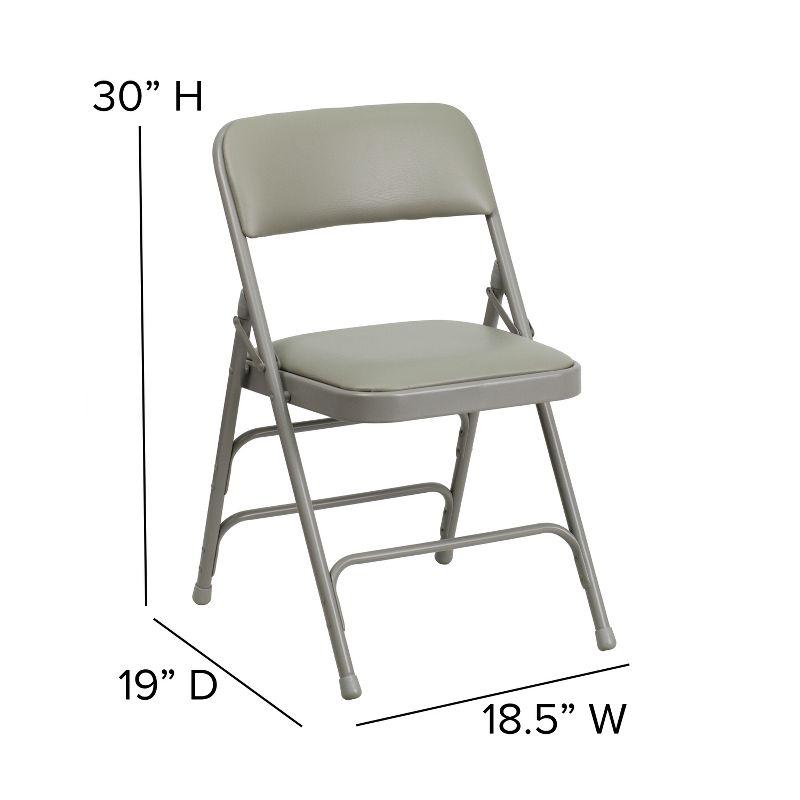 Flash Furniture 4 Pack HERCULES Series Curved Triple Braced & Double Hinged Gray Vinyl Metal Folding Chair