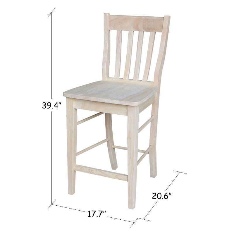 International Concepts 23.82" Cafe Counter Height Barstool Unfinished: Hardwood Frame, Slat Back