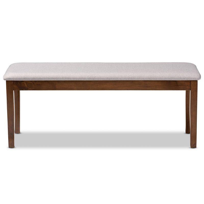 Teresa Gray Fabric and Walnut Wood Dining Bench