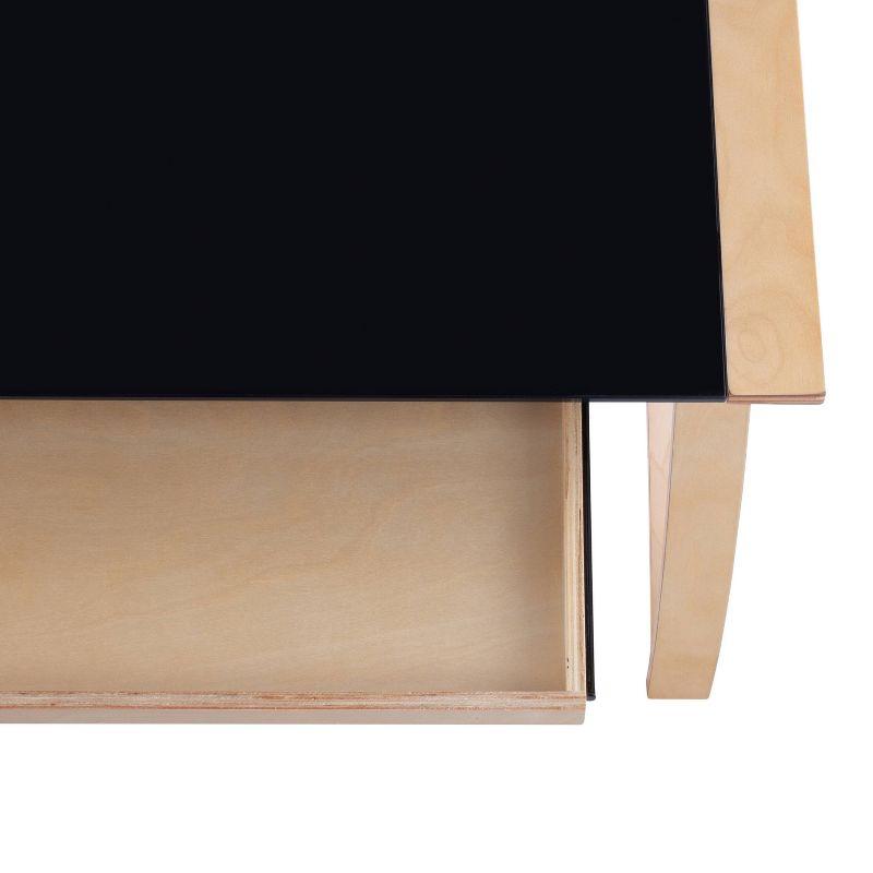 Brayden Studio® Bentley Mid-Century Modern Office Desk In Natural Wood And Black Glass By Lumisource