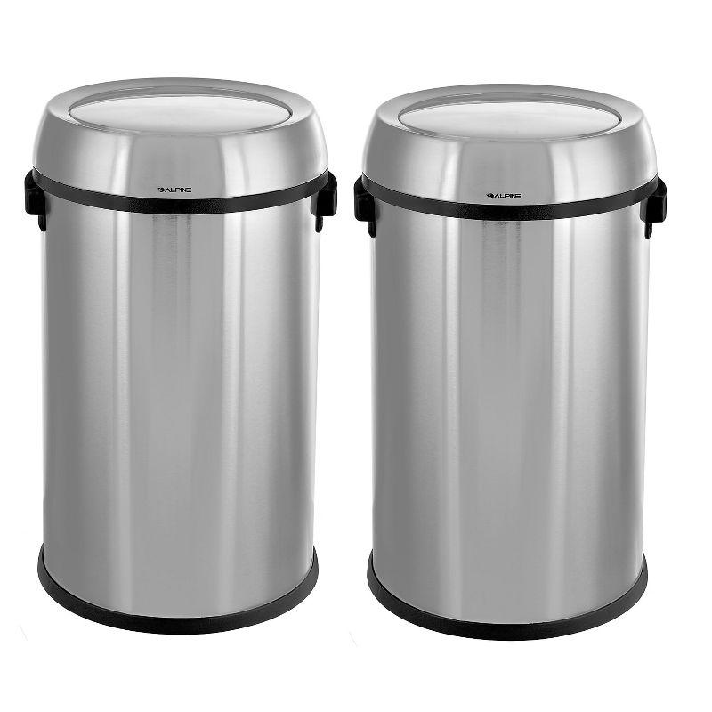 Stainless Steel Swing Top Trash Can - 17 Gallons