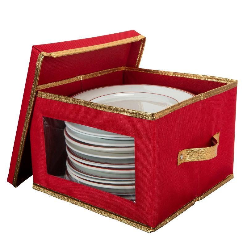 Dinner Plate Dinnerware Storage Box - Simplify: Protective Felt Dividers, Stackable, Polyester Material, Spot Clean