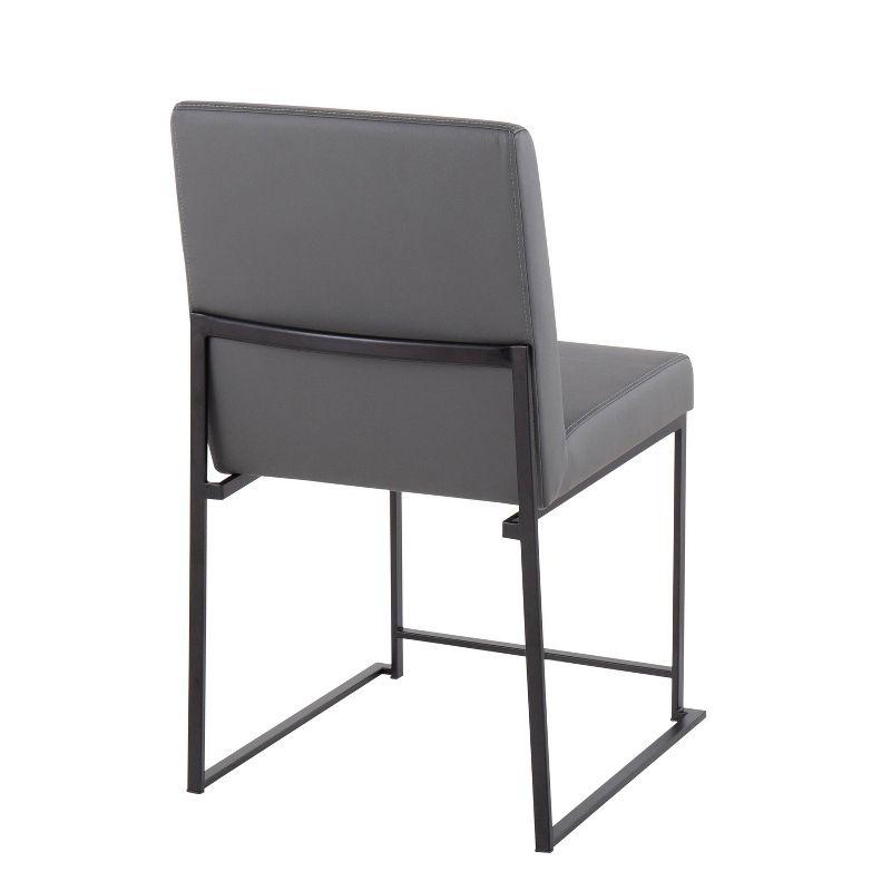 Set of 2 High Back Fuji Dining Chairs Leather/Steel Black/Gray - LumiSource: Upholstered, Modern, Armless