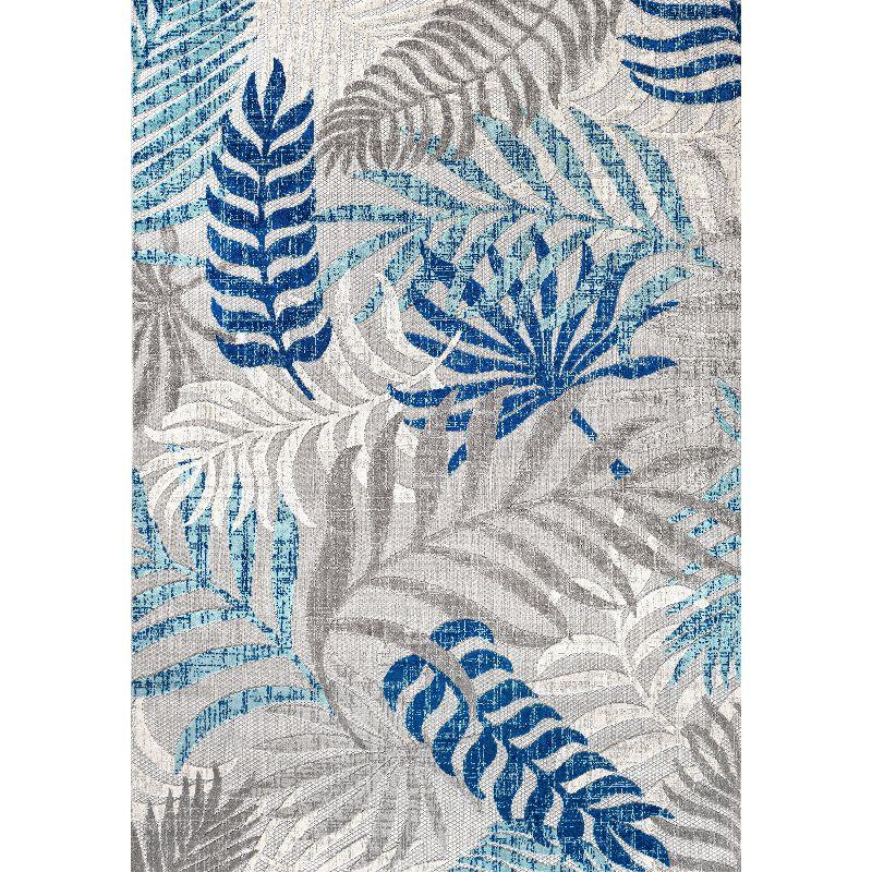 JONATHAN Y Tropics Palm Leaves Indoor/Outdoor Gray/Blue 5 ft. x 8 ft. Area Rug