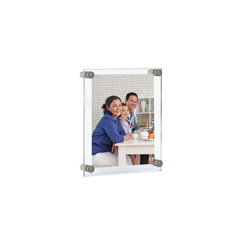 Azar Displays Floating Acrylic Wall Frame with Silver Stand Off Caps: 11" x 17" Graphic Size, Overall Frame Size: 15" x 21"