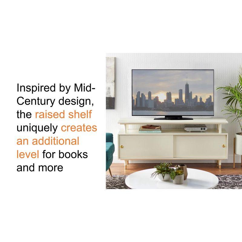 Buylateral Margo Mid Century Modern TV Stand for TVs up to 65" Blush Pink: Media Console with Storage, Painted MDF, Metal Hardware