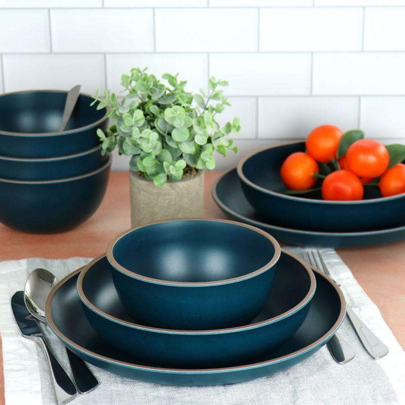 Gibson Home Rockabye 12 Piece Double Bowl Melamine Dinnerware Set