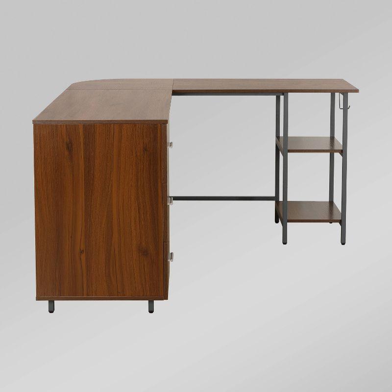 17 Stories Techni Mobili L-Shape Home Office Two-Tone Desk With Storage