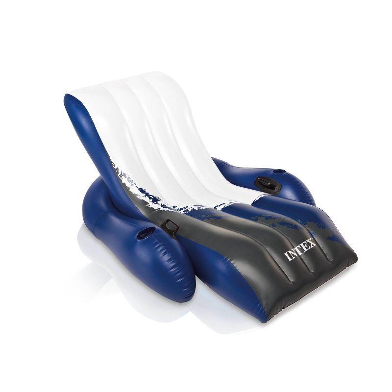 Intex Inflatable Floating Pool Recliner Chair with Cup Holders Large Outdoor