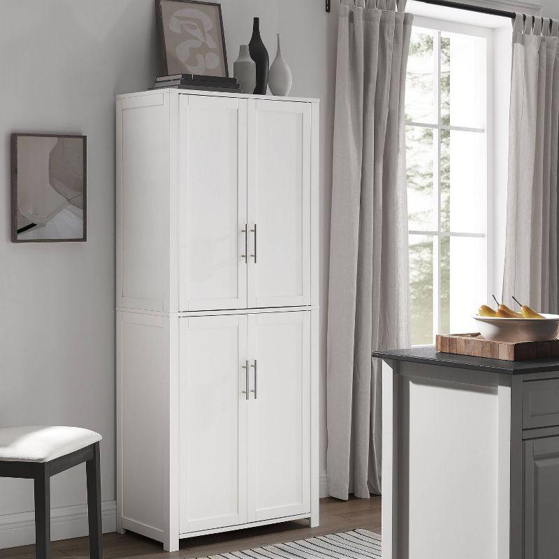 Savannah Tall Pantry White - Crosley: Shaker-Style Doors, 6 Adjustable Shelves, MDF Wood
