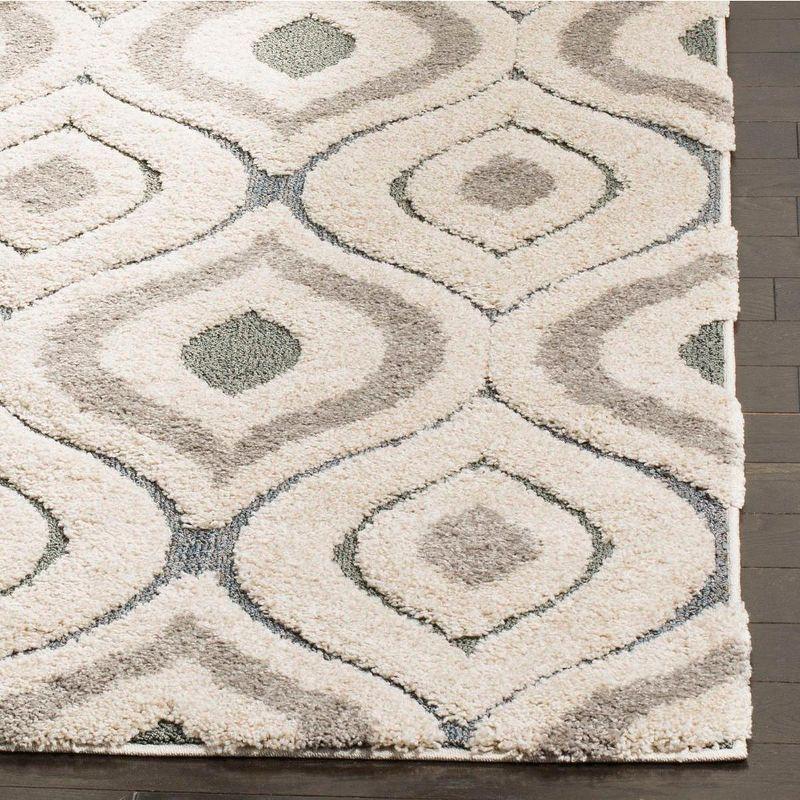 Creamy Bliss Geometric Shag Area Rug 47"x6" Hand-knotted Easy Care