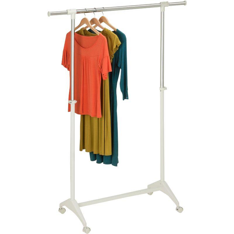 Honey-Can-Do Modern White Garment Rack: Steel Frame, Chrome Finish, Anti-Tip Hardware, 30 lb Capacity, 66.9" Height