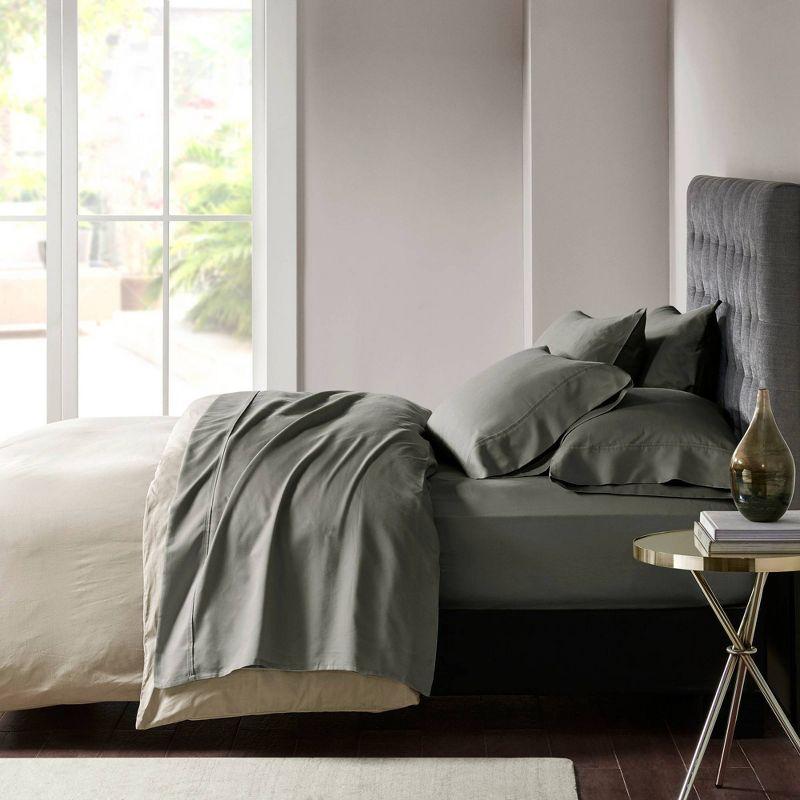 King Charcoal Cotton Blend Sateen Sheet Set