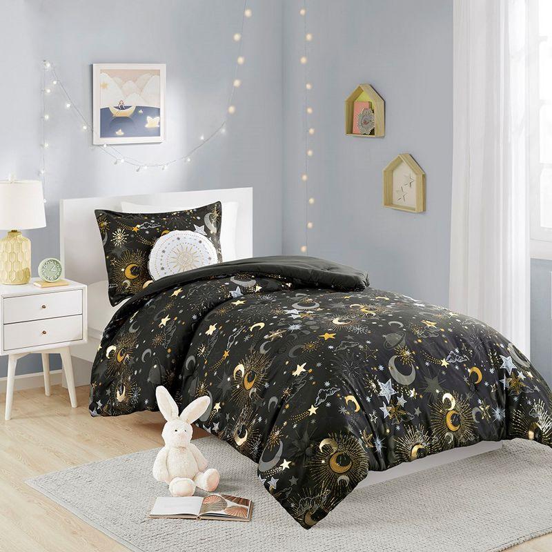 Mi Zone Kids Celia Blush/Gold Starry Sky Metallic Print Comforter Set