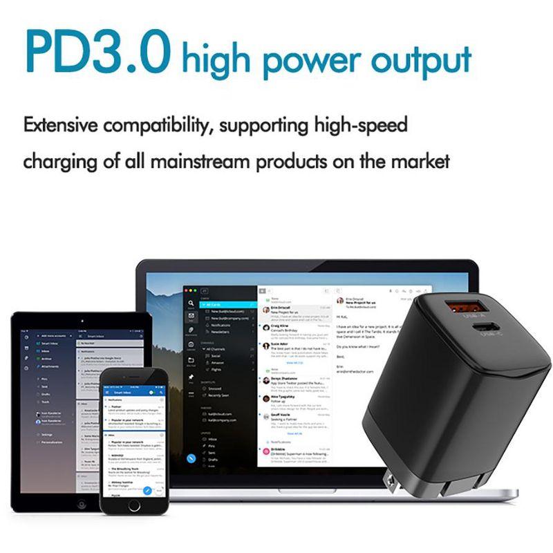 USB-C Phone Charger Combination, Nakedcellphone 20W Dual Port Wall Charger and Rugged Cable (3.2 Foot Cord) for Cell Phone, iPhone, Tablet