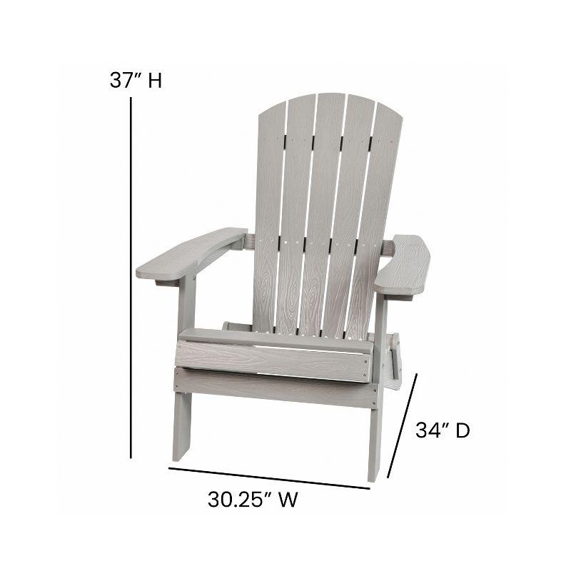 Merrick Lane Set of 2 Poly Resin Folding Adirondack Lounge Chair - All-Weather Indoor/Outdoor Patio Chair