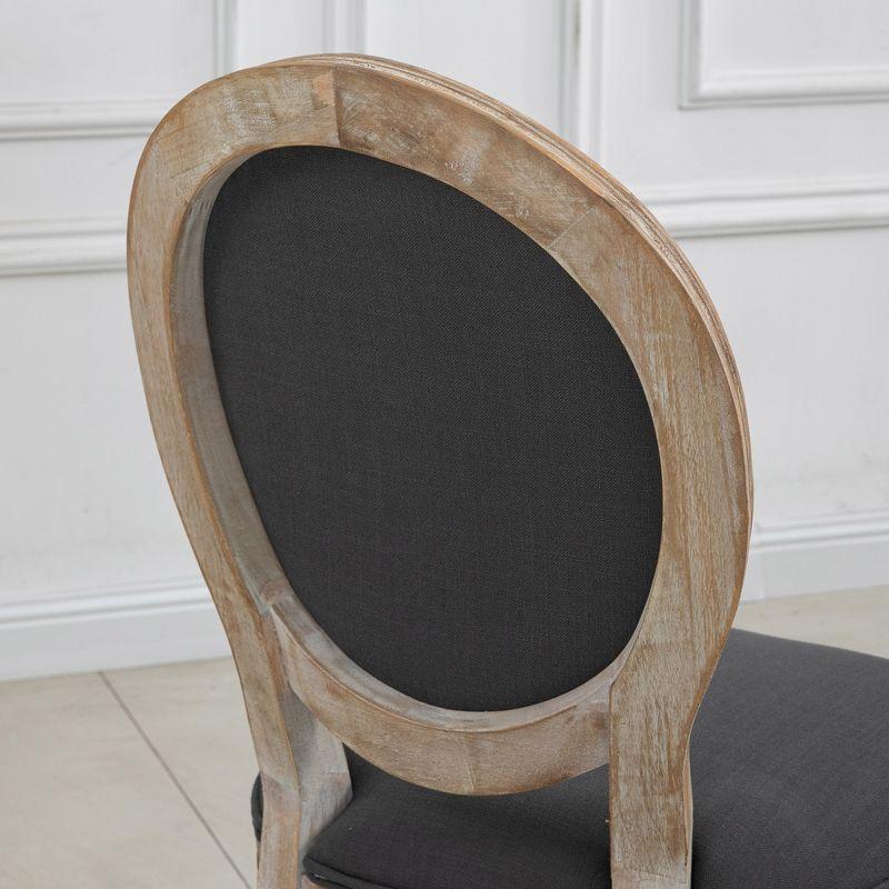 Elegant Gray Linen Upholstered Parsons Side Chair with Wood Accents