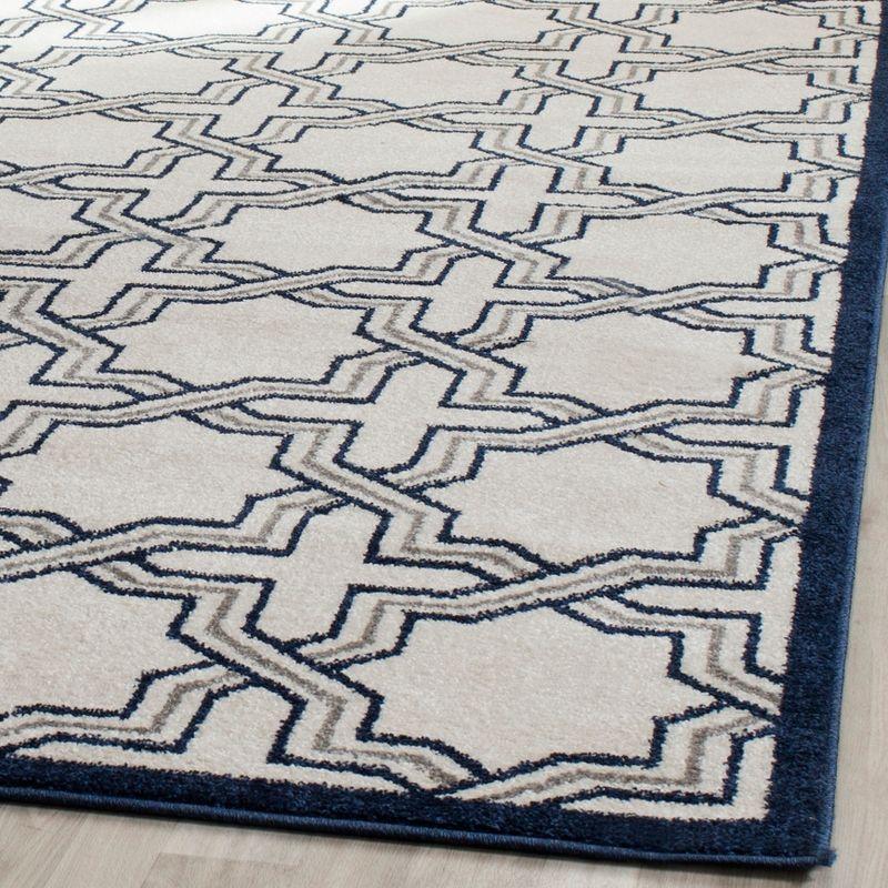 Ivory Navy Geometric 3'x5' Hand-Knotted Cotton Blend Rug