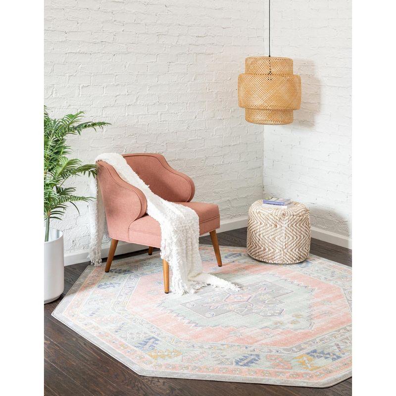 Unique Loom Whitney Collection Area Rug - Geneva (7' 10" Octagon Pink/Blue)