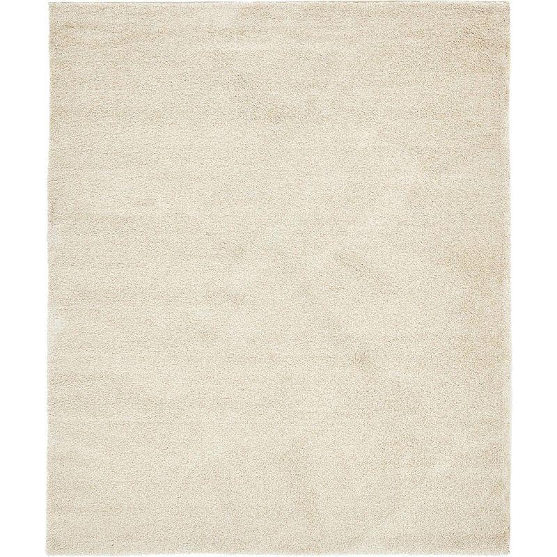 Ivory Shag Synthetic 8'x10' Rectangular Easy-Care Rug