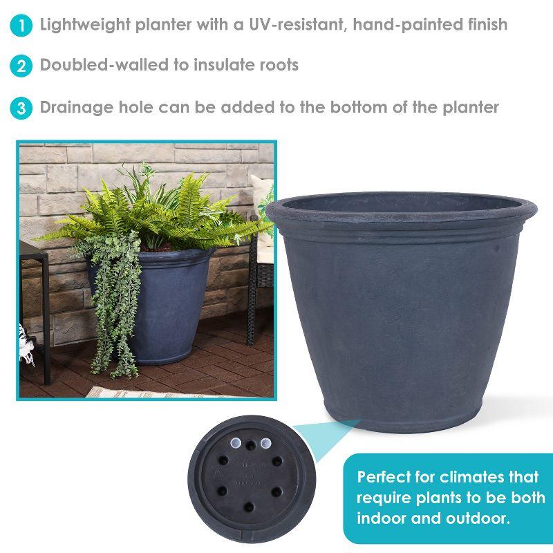 Sunnydaze Indoor/Outdoor Patio, Garden, or Porch Weather-Resistant Double-Walled Anjelica Flower Pot Planter - 24"