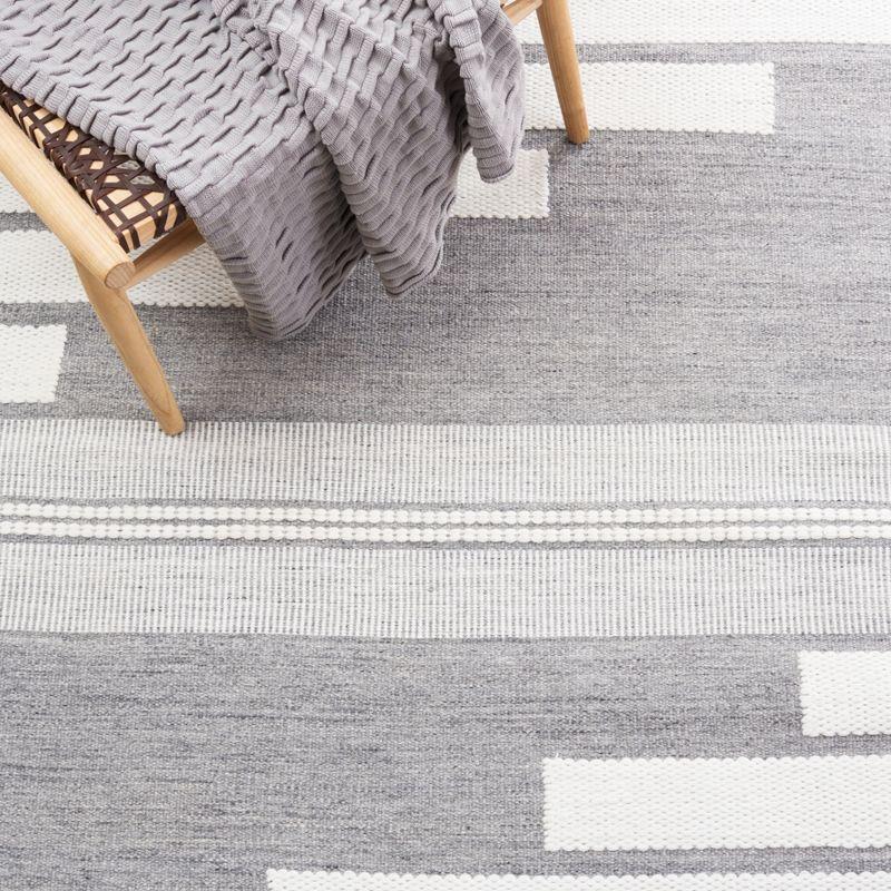 Ivory and Grey 6' x 9' Flatweave Striped Wool Rug