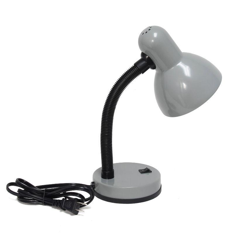 Basic Metal Desk Lamp with Flexible Hose Neck Silver - Simple Designs: ETL Listed, Adjustable, No Assembly Required