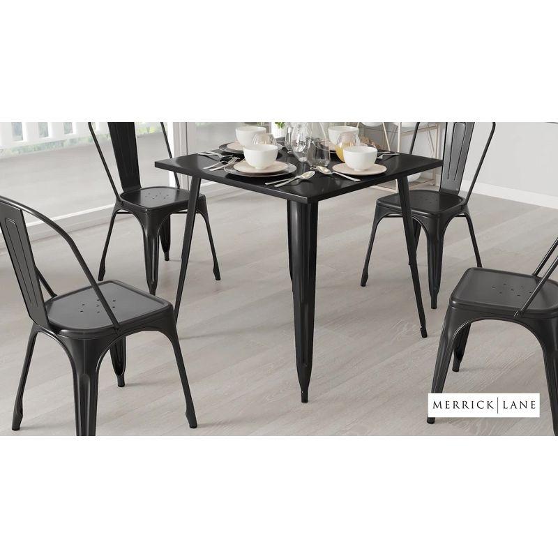 Merrick Lane 31.75" Square Metal Dining Table for Indoor and Outdoor Use in Black