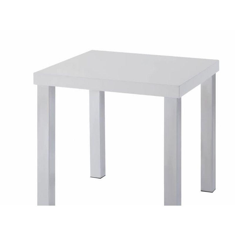 22" Harta Accent Table White High Gloss/Chrome - Acme Furniture: Modern Glamour, No Assembly Required