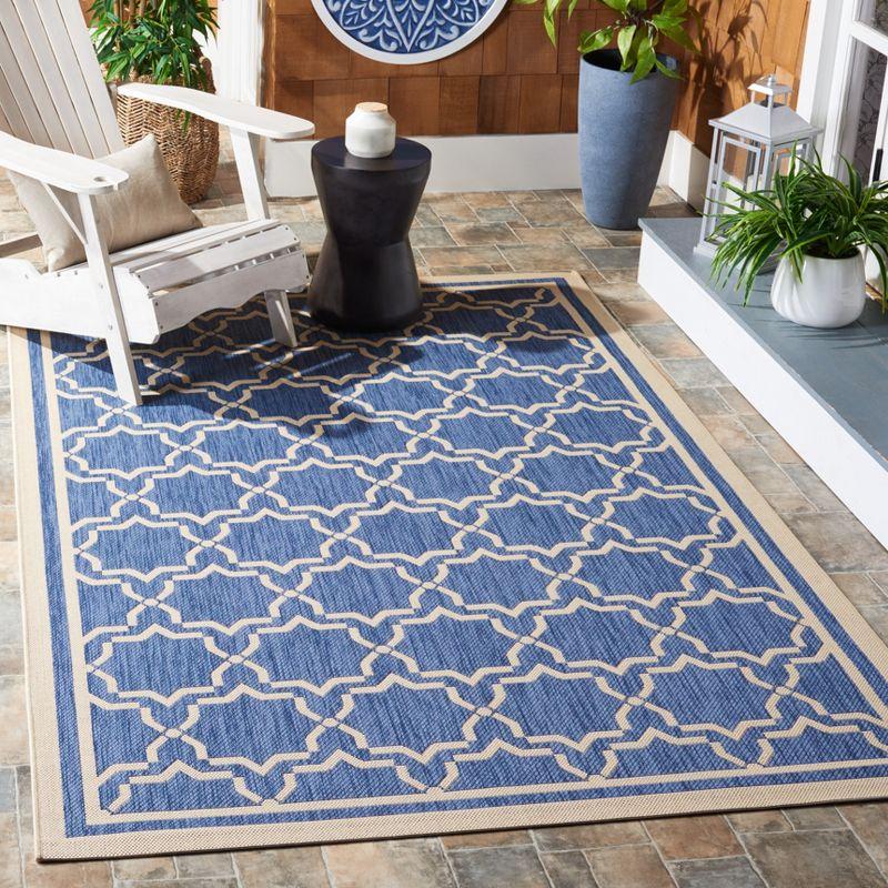 Courtyard CY6916 Power Loomed Indoor and Outdoor Area Rug - Blue/Beige - 7'10"x7'10" - Safavieh