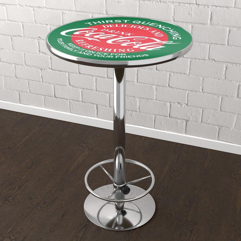 Coca-Cola Round Chrome Pub Table with Footrest