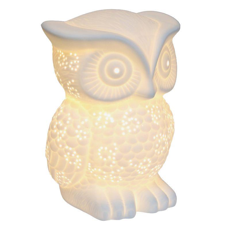 Porcelain Wise Owl Shaped Animal Light Table Lamp - Simple Designs: Ceramic Nightstand Decor, ETL Listed