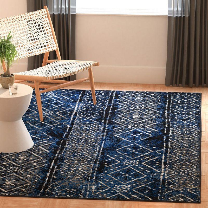Adirondack ADR111 Machine Made Indoor Area Rug - Blue/Black - 4'x4' - Safavieh